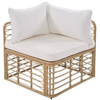 Whisen Weather-Resistant Rattan Outdoor Sectional Sofa Set Patio Couch Set with Thick Cushions and Pillows, Freely Combined Conversation Sets