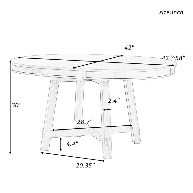 GDFStudio Joyce Table à manger extensible en bois massif de 147 cm