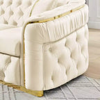 Luxurious 90.6 Inch Velvet Chesterfield Sofa with Button Tufting, Gold Accents, and 2 Pillows - Premium 280g Italian Velvet for Elegant Living Rooms