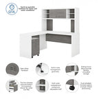Echo L Shaped Desk with Hutch and Drawers