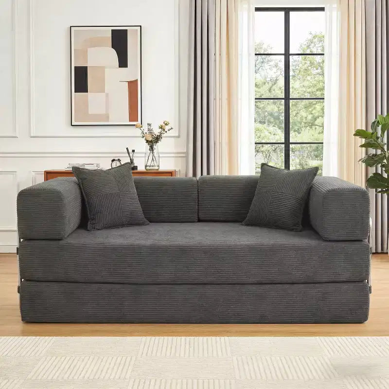 Dyonery 78Folding Sofa Bed Convertable Corduroy Couch King Size Floor Sleeper 4-in-1 DIY Combination Modular Sofa Fold Out Comfy sofa.