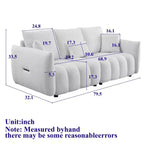 GDFStudio Alanna 79.5 Modern Teddy Fabric Upholstered 3-Seater Sofa with Pillows