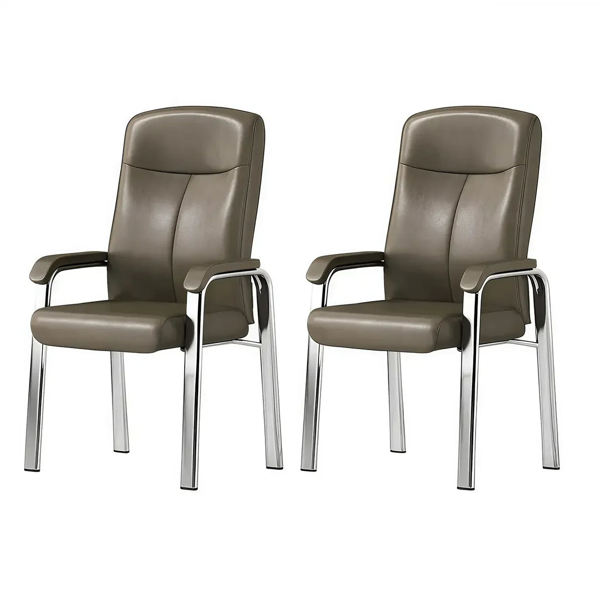 HomeyFad Modern Leather Metal 4-Leg Office Chair with Arms