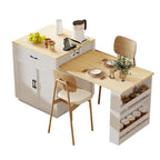 82.7 Wooden 4-6 Person Kitchen Island with Extendable Dining Table and Double-sized Storage