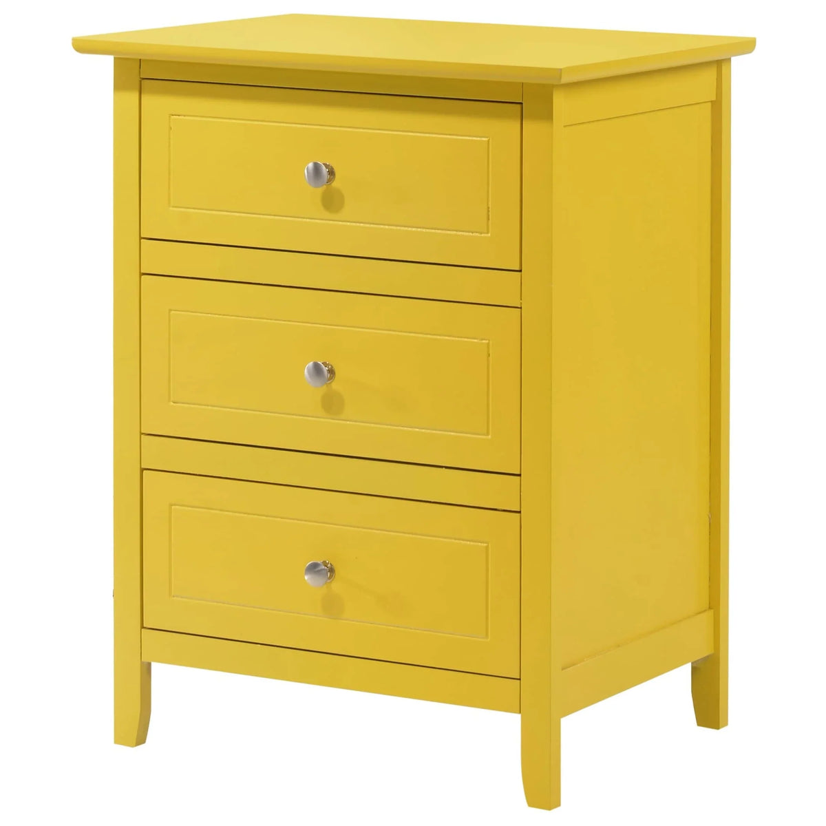 Table de chevet Daniel de style transitionnel en bois, à 3 tiroirs