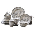 Ensemble de vaisselle 16 pièces en porcelaine Adelaide 222 Fifth avec assiettes rondes, bols et tasses, blanc antique
