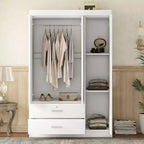 3-Door Wardrobe with Shelves and 2 Drawers, Clothing Armoire 4A - ModernLuxe