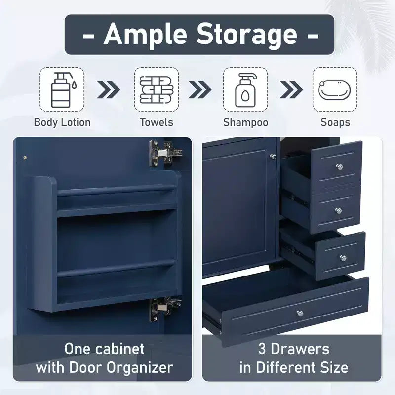 30 Bathroom Vanity Sink Combo, Bathroom storage Cabinet with Drawers and Shelf, Single Sink Bathroom Vanity