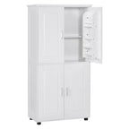 Whisen Minimalist Style Tall and Wide Storage Cabinet, Freestanding Cabinet with 4 Doors and Adjustable Shelves for Bathroom, Office - White