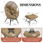 FINCATI Indoor Eggs Chair, 440 lbs Egg Chair Outdoor, Oversized Egg Chair with Ottoman, Luxury Cozy Egg Chair with Foot Rest