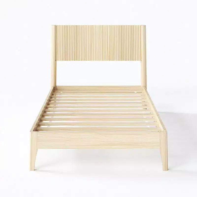 Solid Wood Twin Platform Bed Frame with Grille Headboard