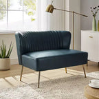 47 Contemporary Wingback Loveseat, Armless 2-Seater Sofa with Metal Legs for Living Room or Bedroom