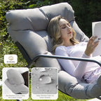 Fauteuil à bascule surdimensionné, transat d'extérieur très large de 204 kg avec coussins résistants à l'eau