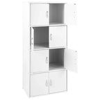 Hodedah HID44 Heavy Duty 8 Door Floor Mount Enclosed Multipurpose Storage Bookcase Cabinet for Home and Office, Beech Wood Finish