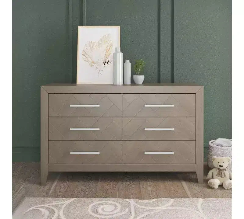 Child Craft Kieran Crib, Double Dresser and Chest Nursery Set, 3-Piece, Includes 4-in-1 Convertible Crib, Dresser and Chest