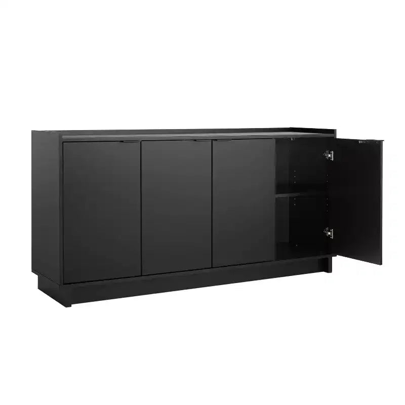 Simply Modern 4-Door Sideboard Console Table Cabinet, Black