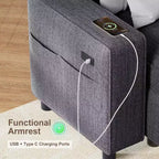 104 U-Shaped Convertible Sleeper Sofa Bed with Storage