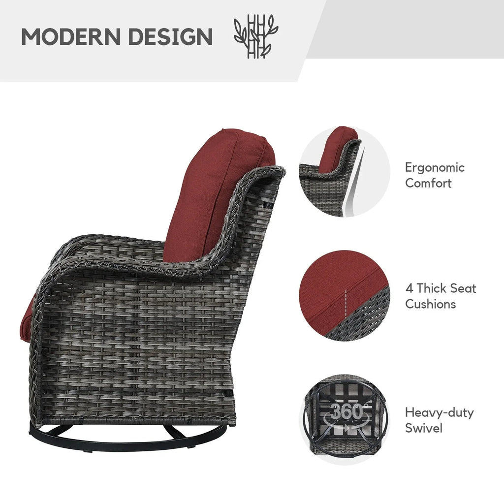 Gymojoy Outdoor Wicker Rocking Lounge Chairs with Swivel Base (Set of 2)