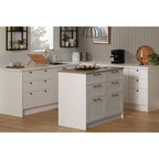 6-Drawer Kitchen Island – Farmhouse Style, White & Maple Nutmeg, 47.25W
