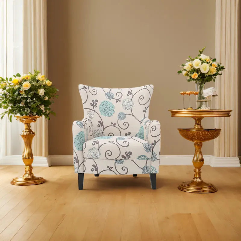 Modern Retro 30.25 High Back Upholstered Arm Chair with Wood Legs for Living Room
