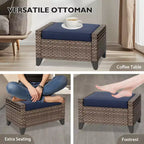 EAGLE PEAK Ensemble de conversation d'extérieur en osier pour patio, chaises pivotantes à bascule, canapé 3 places, causeuse, table, 8 pièces