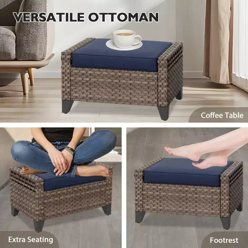 EAGLE PEAK Ensemble de conversation d'extérieur en osier pour patio, chaises pivotantes à bascule, canapé 3 places, causeuse, table, 8 pièces