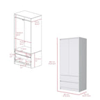 20.47  Modern Double-door Armoire with Hanging Rod and Two Drawers for Bedroom
