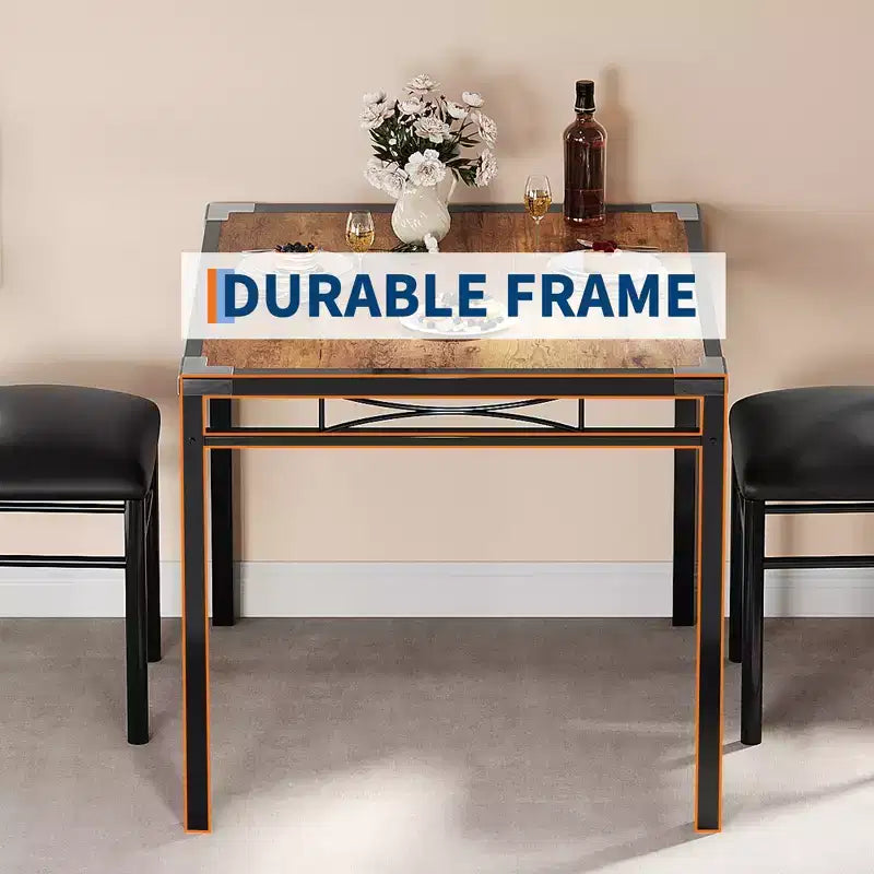 Dining Table Set for 4,with 4 Upholstered Chairs,5 Pcs Wood Kitchen Dining Room Table Set with Corner Protector for Kitchen,Apartment,Small Space