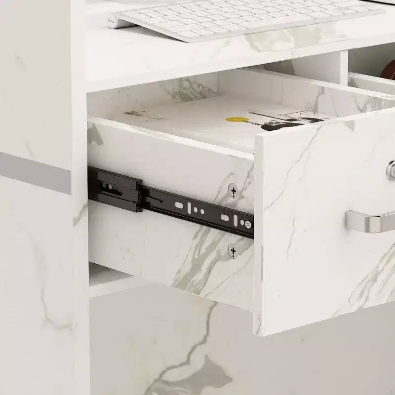 Famapy L-shaped Reception Desk Multifunctional Welcome Desk Workstation