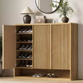 Shoe Cabinet with Fluted Door, Adjustable Shelves for Entryway Living Room
