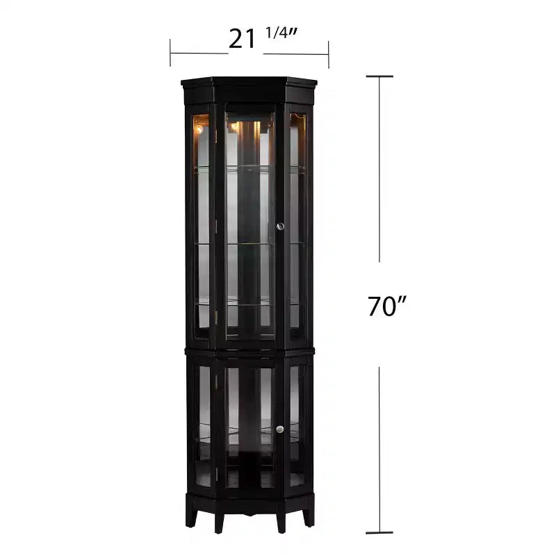 Essex Corner Curio Cabinet - Black - SEI