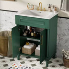 24 Bathroom Vanity with Ceramic Sink, Shaker Cabinet, 2 Soft-Close Doors, Solid Wood Frame for Small Bathroom or Powder Room