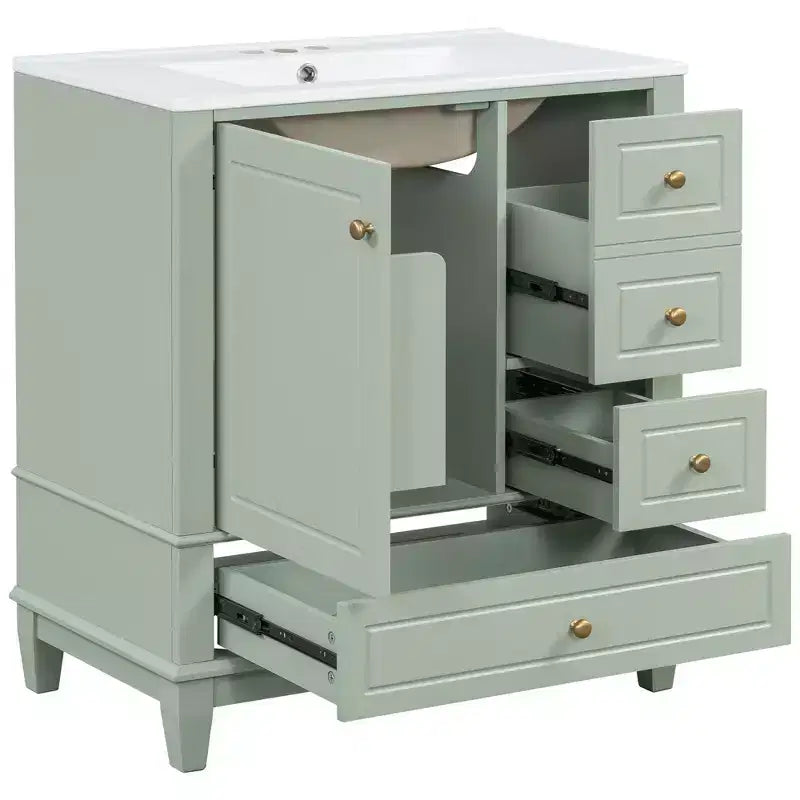 30 Bathroom Vanity Sink Combo, Bathroom storage Cabinet with Drawers and Shelf, Single Sink Bathroom Vanity