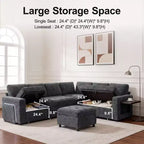 Dyonery 7-seater reclining sofa, modular sofa, side table with hidden storage, rechargeable