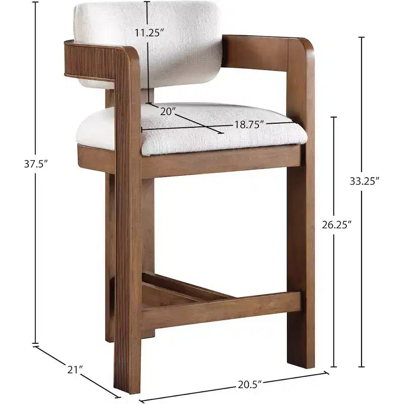 Meridian Furniture,Sacha Linen Textured Fabric Stool