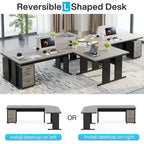 83 L-Shaped Executive Desk, Large L Office Desk with 3-Drawer Mobile File Cabinet, Business Furniture Desk Workstation