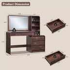 Vanity Desk with 35.4 LED Mirror and Lights, Modern Makeup Vanity Table with Charging Station & Adjustable Shelves