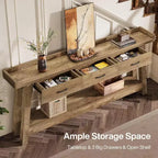 Lantine 2-Tier Sofa Table with 3 Drawers, 70.9 Console Table with Raised Baffle and Storage Shelves for Living Room, Hallway, Entryway