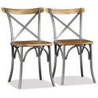 vidaXL Lot de 2 chaises de salle à manger en bois de manguier massif naturel Standard
