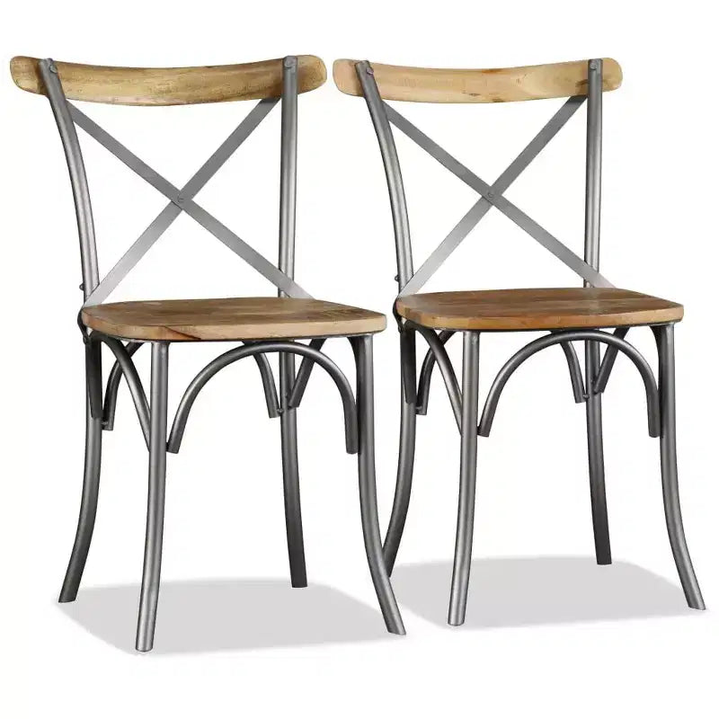 vidaXL Lot de 2 chaises de salle à manger en bois de manguier massif naturel Standard