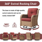 Gymojoy Outdoor Wicker Rocking Lounge Chairs with Swivel Base (Set of 2)