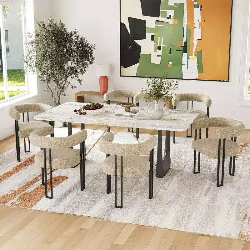 Lot de 2 chaises de salle à manger rondes modernes TUYOHW, chaises de salle à manger rembourrées avec siège coussiné et cadre en métal robuste
