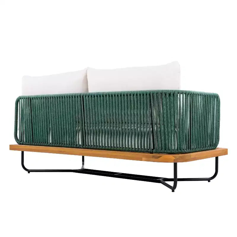 Christopher Knight Home Raphael 4 Piece Outdoor Rope and Acacia Sectional Sofa Set (Table Not Included)