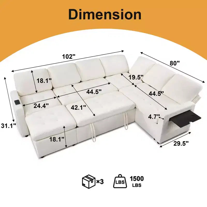 Dyonery 7-seater reclining sofa, modular sofa, side table with hidden storage, rechargeable