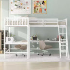 119''L 79.5''W Wood Twin Size L-Shaped Loft Bed with Ladder and 2 Built-in L-Shaped Desks