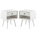 Set of 2 Mid-Century Solid Wood Nightstands with 1 Drawer, Bedroom Side Tables