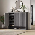 Shoe Cabinet with Fluted Door, Adjustable Shelves for Entryway Living Room