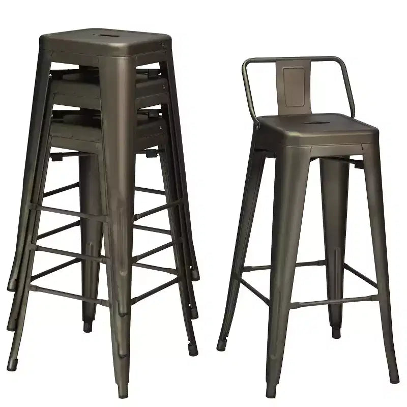 Costway Set of 4 Metal Bar Stools 30'' Bar Height Barstools Industrial W/ Low Back Steel