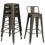 Costway Set of 4 Metal Bar Stools 30'' Bar Height Barstools Industrial W/ Low Back Steel