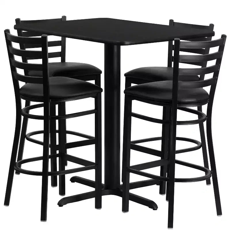 Emma and Oliver 24W x 42L Rectangular Laminate Table Set & 4 Ladder Back Stools
